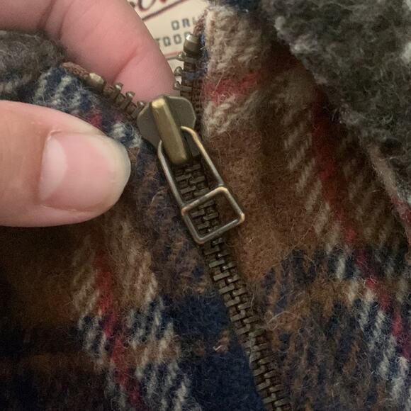 Woolrich womens small full zip jacket plaid wool schaket lined orange blue outer - Picture 5 of 11